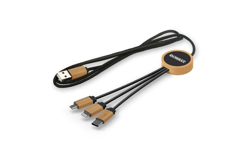 Câble de Charge avec Connecteurs USB en Bambou
